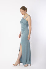 asymmetrisches Abendkleid CHIARA in Farbe Topaz, Seitenansicht