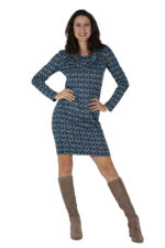 Kleid Gesa Retromuster blau