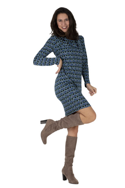 Kleid Gesa Retromuster blau