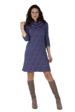 Kleid Lena Jaquard blau-rot