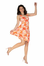 schwingendes Sommerkleid Sylvie in orange Druck